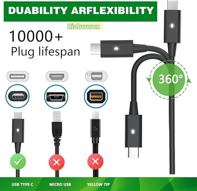 130W USB C Laptop Charger Compatible With Dell XPS 15 9500 9510 9520 9530 9575 2in1,XPS 17 9700 9710 9720 9730,Precision 5560 5570 5530 5550 5750 5760 5770 3560,Latitude,Type C Power Adapter - Image 3