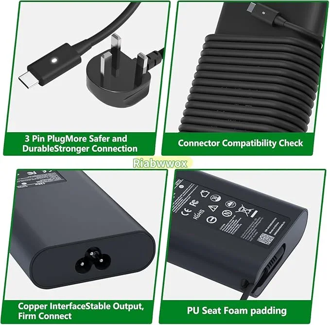 130W USB C Laptop Charger Compatible With Dell XPS 15 9500 9510 9520 9530 9575 2in1,XPS 17 9700 9710 9720 9730,Precision 5560 5570 5530 5550 5750 5760 5770 3560,Latitude,Type C Power Adapter - Image 4