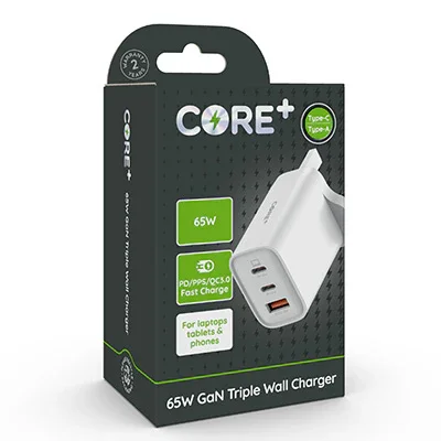 65W GaN Type-C Wall Charger with 2m USB-C to USB-C Cable for MacBook Pro/Air/iPad/iPhones
