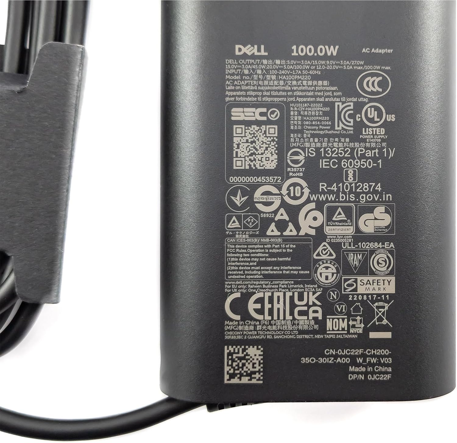 Genuine Dell 100W USB-C AC Power Adapter - PSU + UK Mains Cable - Refurbished - Image 9