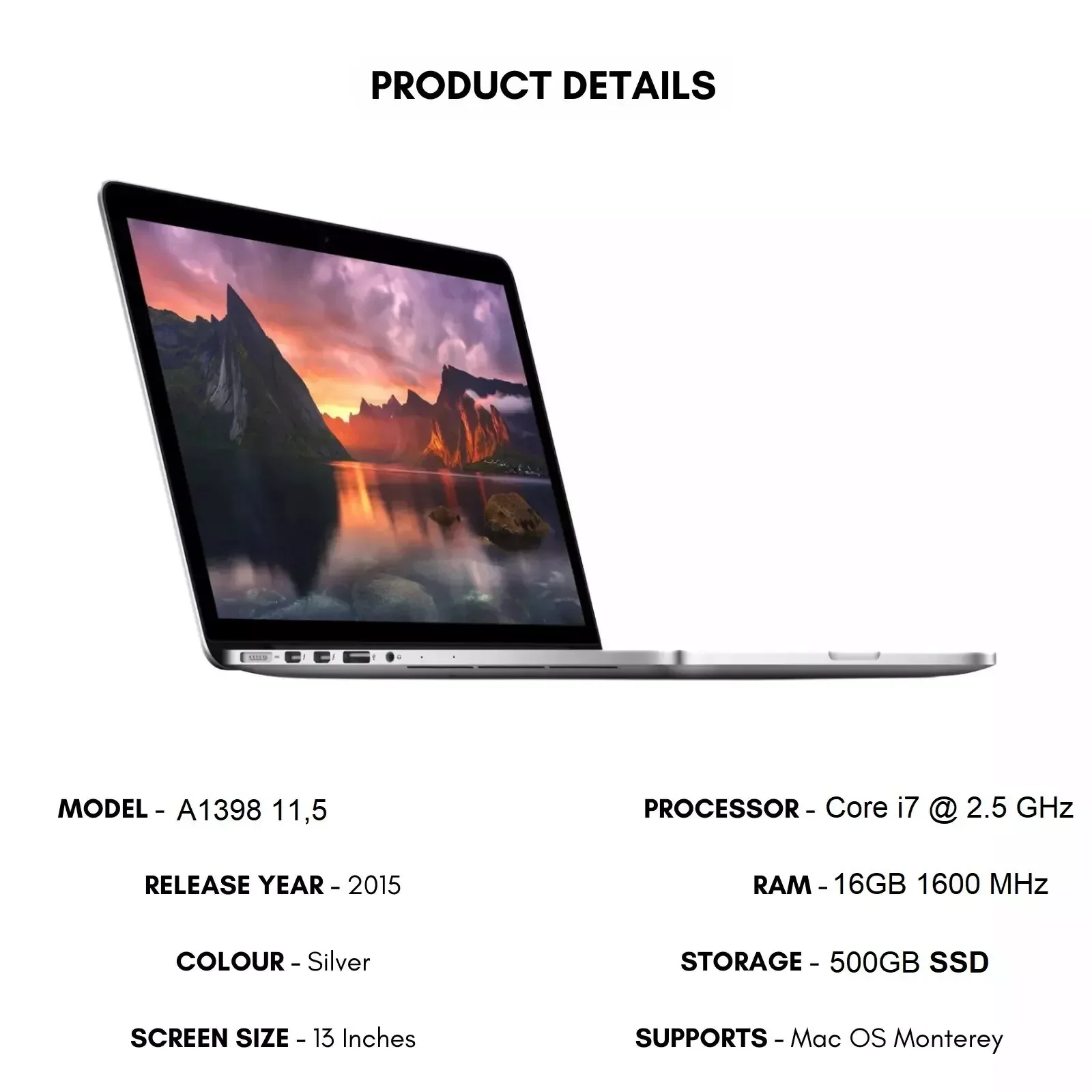 MacBook Pro 2015 15-Inch Retina Core i7-4870HQ @ 2.5GHz 16GB RAM 500GB SSD UK - Image 3
